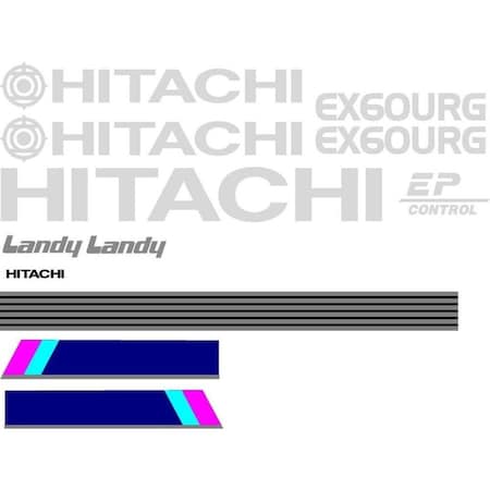 Aftermarket Decal Set with EP Control And Landy Decals for Hitachi EX60URG Excavator HTEX60URGDECALSET